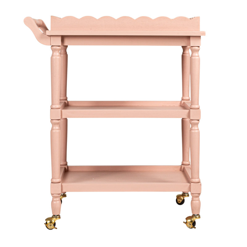 3-Tier Bar Cart on Casters with Removable Scalloped Tray