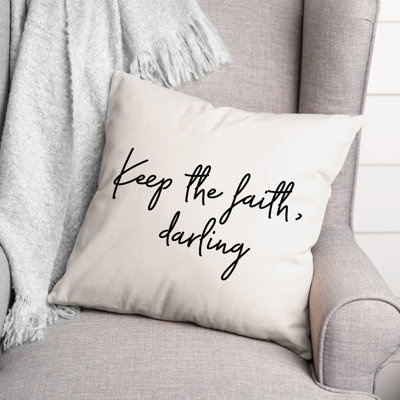 Black And White Typography Collection Keep the Faith Throw Pillow