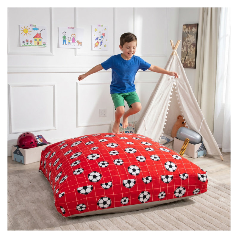 Coussin sensoriel avec blocs en mousse - grand tapis de sol pour enfants et adultes, housse en molleton rouge, 72 x 48 x 15 pouces