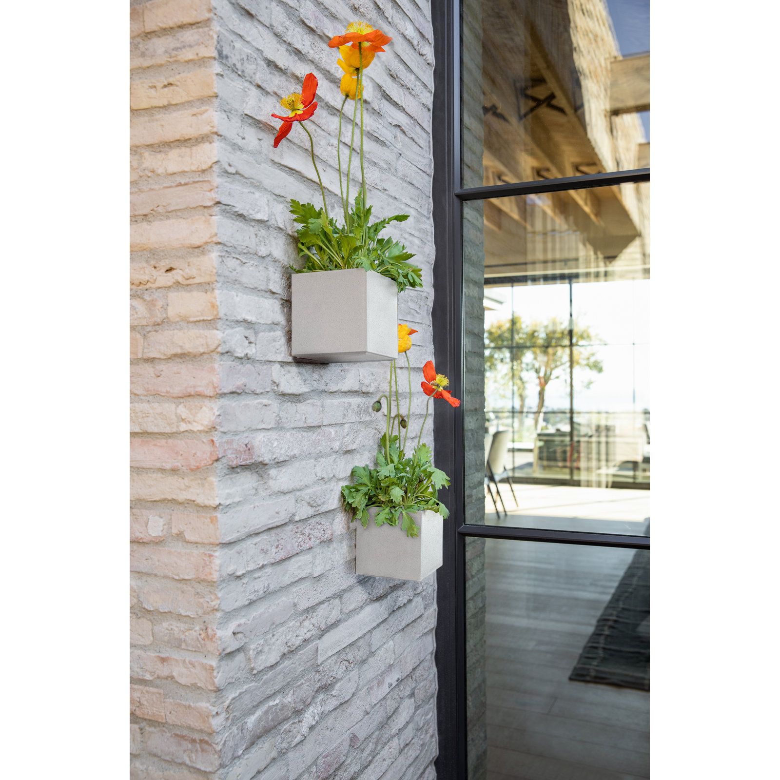 Geo Series Cube Hanging Planter, White, Set Of 2