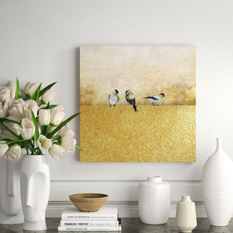 Gold Birds I Painting by Nash Rambler, Gild Silver, 30" H x 30" W