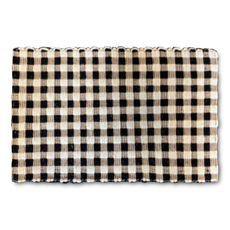 Natural, Black & White Checked Rug, Rectangle 3' x 5'
