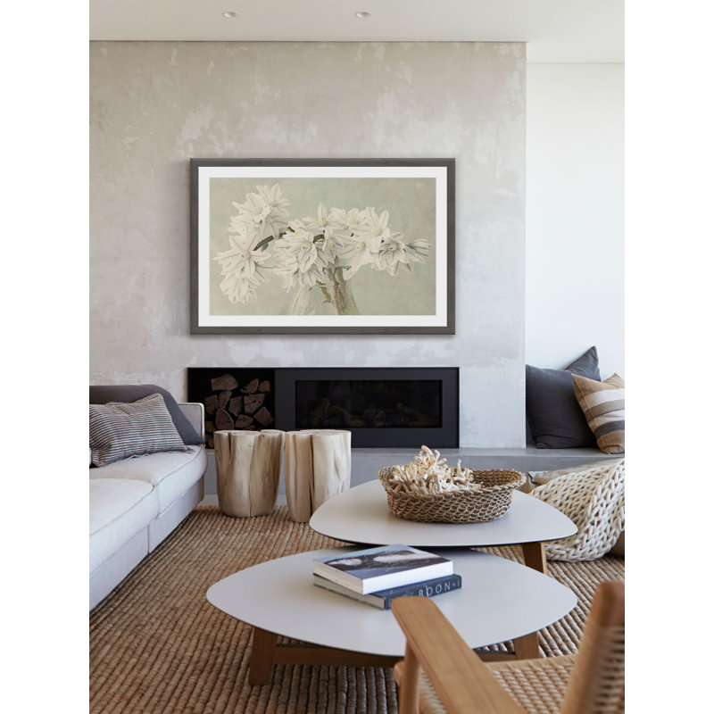 « white narcissus », reproduction d’art encadrée, H 24 po x l 36 po x P 1,5 po