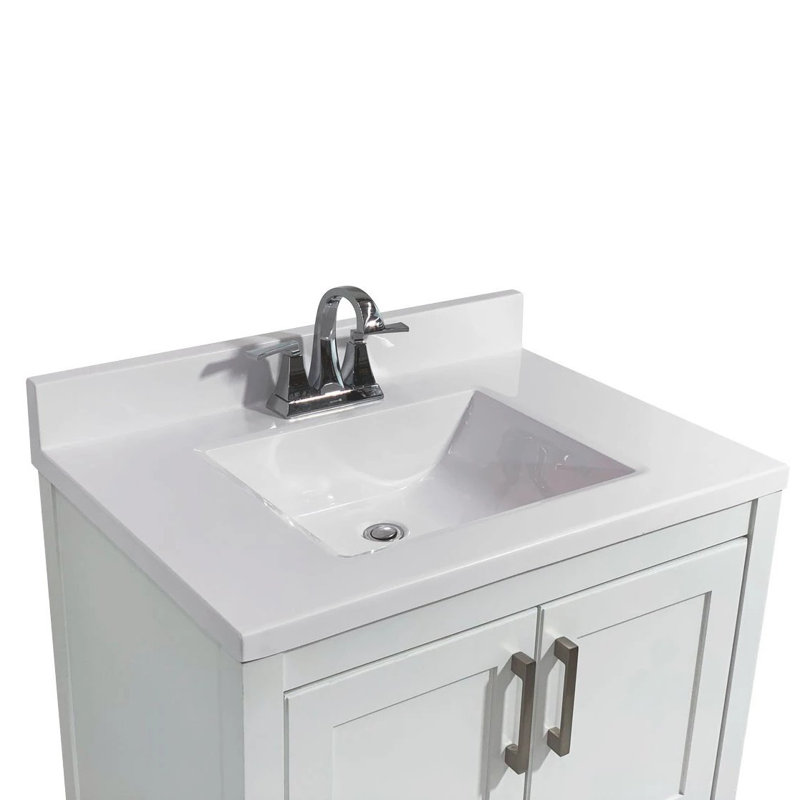 Tufino 31'' White Freestanding Bathroom Vanity with Marble Top