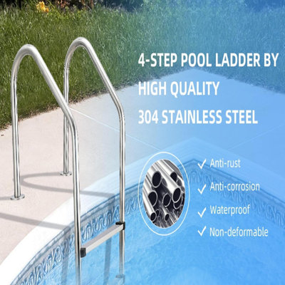 Swimming Pool Ladder, 2/3/4/5-Step, In-Ground Stainless Steel Step for Indoor/Outdoor Pool, Heavy Duty Non-Slip Ladder, Easy Assembly