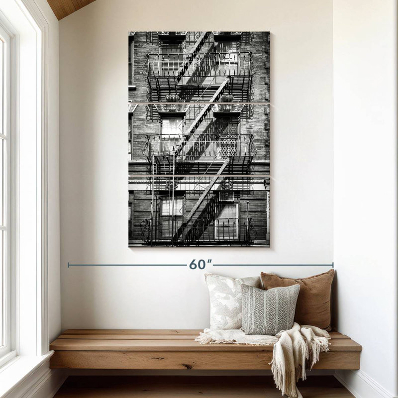 Lilie NYC Facade With Fire Escape, 50" H x 32" W