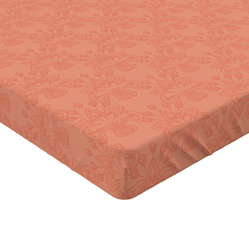 Drap-housse orange Ambesonne, Floral pêche, Drap-housse pour lit simple TG
