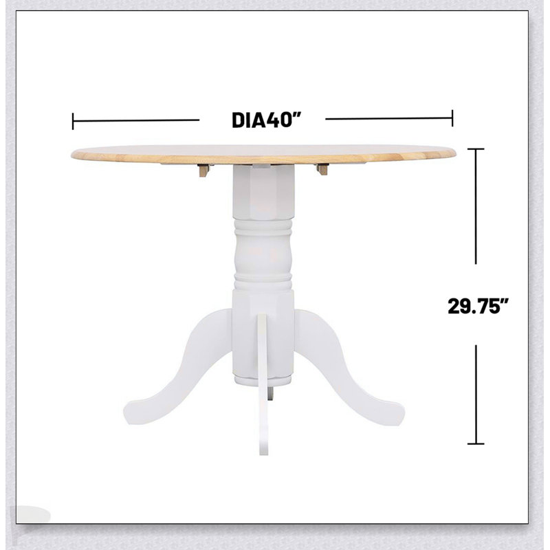 Table de salle à manger ronde à rallonge à abattants de 40 pouces avec base piédestal blanche pour les petits espaces et une utilisation polyvalente