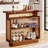 47.24‘’ Farmhouse Caramel Brown Rattan Kitchen Cabinet