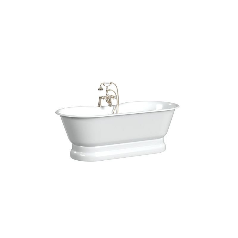 Regal 68'' L Soaking Bathtub, Cast Iron Pedestal Base, White Interior with White Exterior
