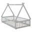 Lit simple gris avec garde-corps - offrant un espace de chambre confortable