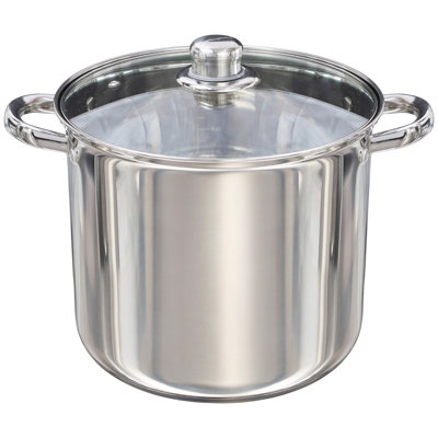 Buckingham Stainless Steel Deep Stock Pot with Glass Lid Induction Compatible  