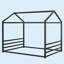 Structure de lit double en métal Montessori, lit en forme de maison avec garde-corps pour enfants et tout-petits-53994546-53994548