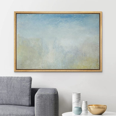 Signe, reproduction d'art sur toile encadrée, bleu pastel, aquarelle, ciel nuageux, formes abstraites, illustrations, art moderne, décor minimal, relax / calme pour le salon, la chambre à coucher, le bureau