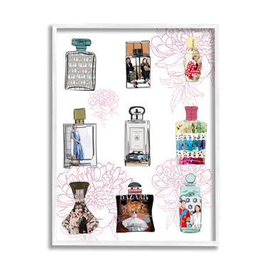 Stupell Industries Polished Perfume Stylish Luxury Fashion Flower Pattern  Framed On Canvas by Amelia Noyes Print