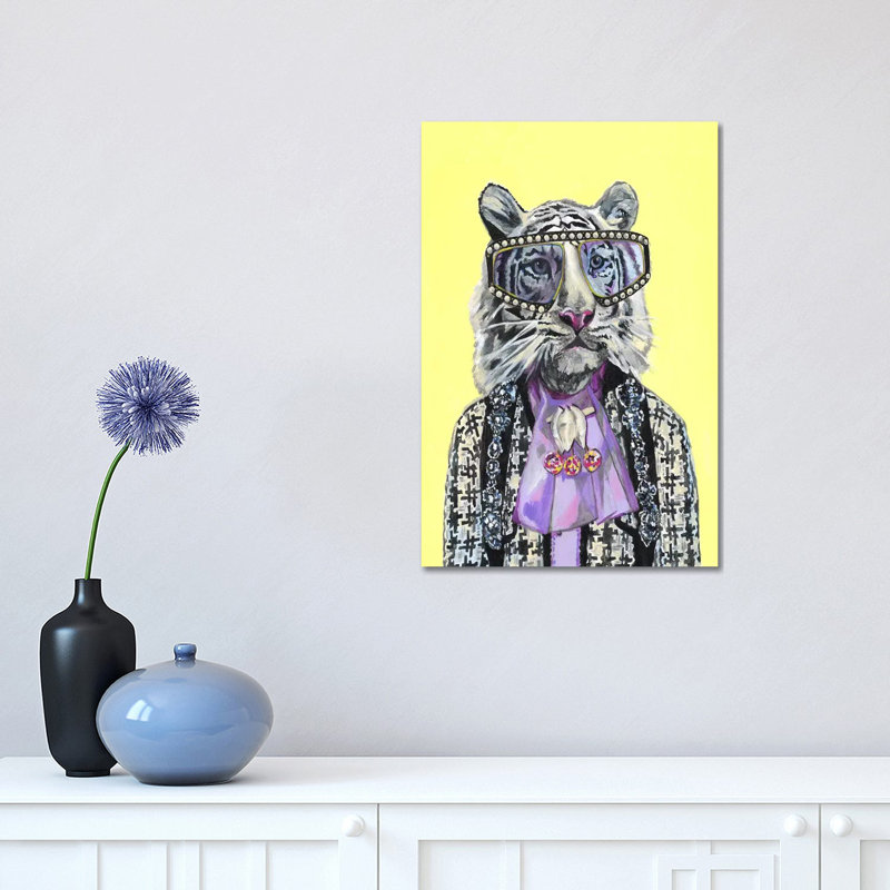 Tigre blanc par Heather Perry - imprimé, Toile tendue, Pas de tapis, H 18 po x l 12 po x 1,5 po