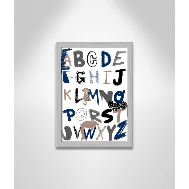 Critter Alphabet 1, impression sur papier, H 14 po x l 10 po x P 1,18 po, Encadré de boîte argent