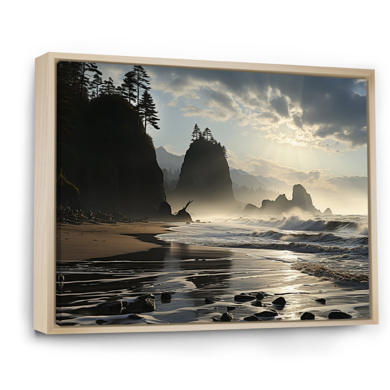 Photo de plage ensoleillée - impression, Cadre naturel flottant, H 12 po x l 20 po x P 1 po