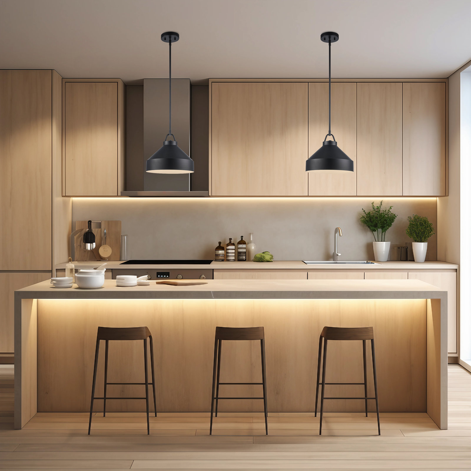 Orion Single Light Metal Dimmable Pendant, Black, 49.25" H x 12" W x 12" D