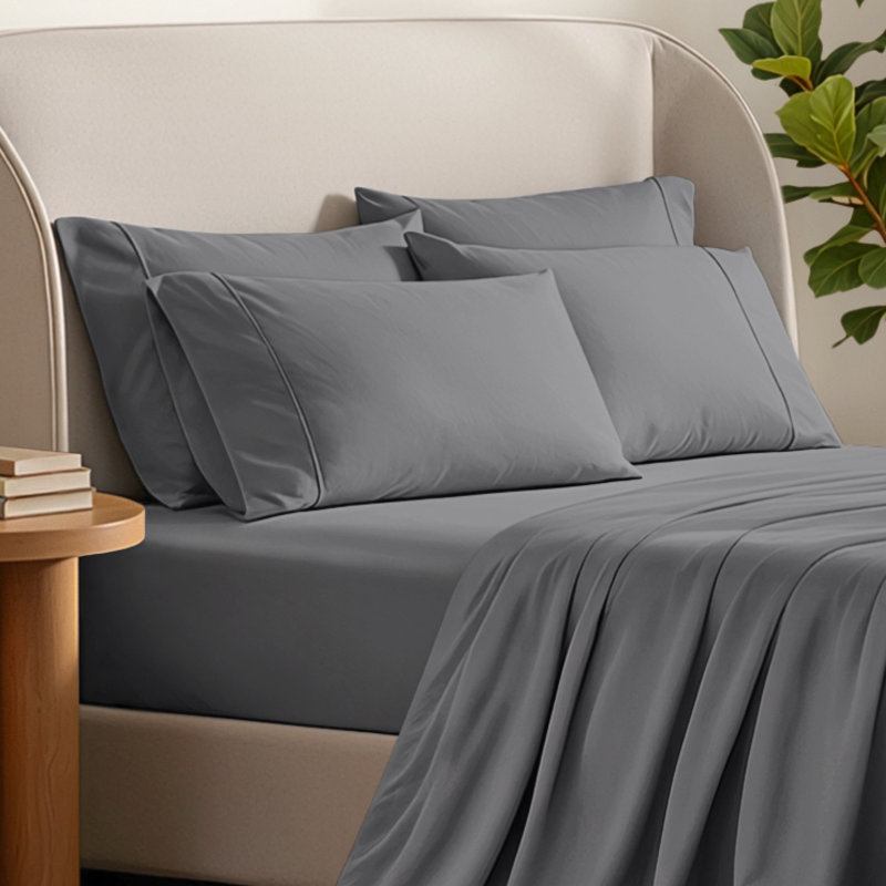 Ultra-Soft Microfiber Pillowcase, Gray, 4 King Pillowcases