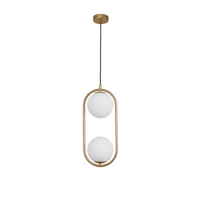 2 - Light Brass Gold Sphere Pendant