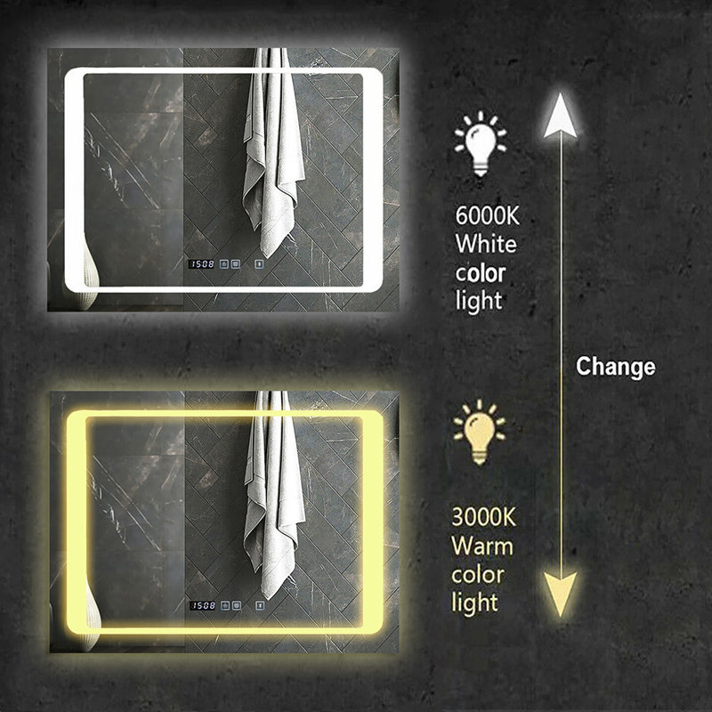 Ener-J 60x80cm LED Bathroom Mirror with Bluetooth Speakers, Dimmable CCT and Anti-Fog Demister, Rectangular Smart Mirror
