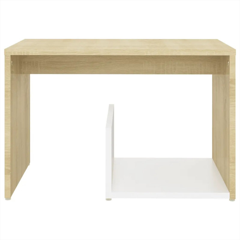 Gniya Floor Shelf End Table, Sonoma Oak, White