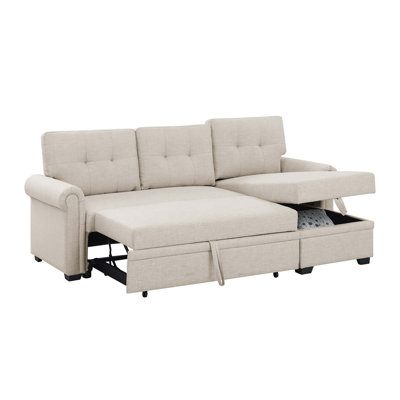 86" Linen Blend Upholstered Sleeper Sofa