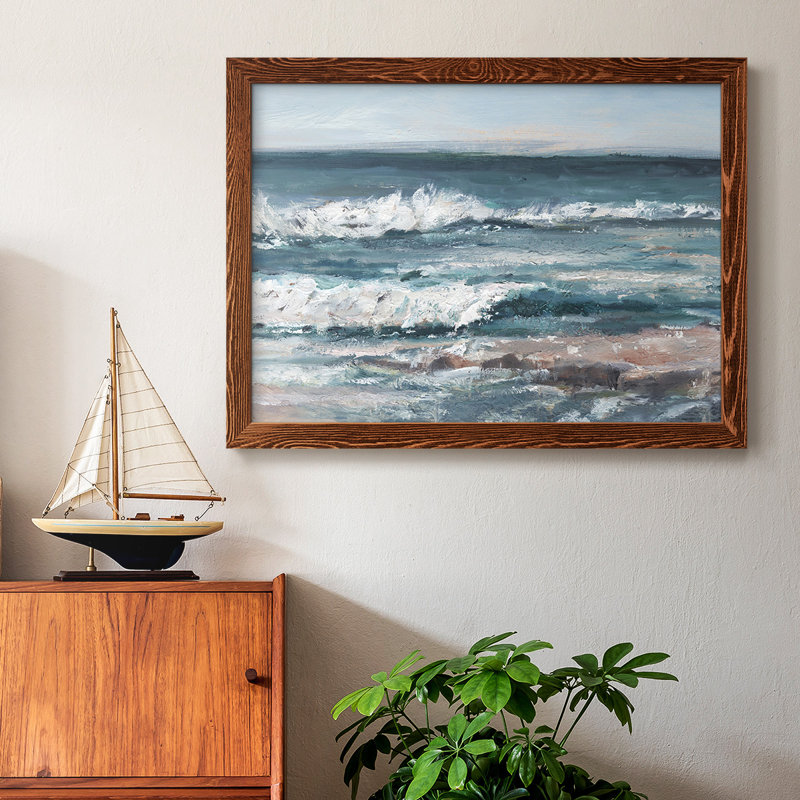 Ocean Breakers I, reproduction d'art sur toile, Cadre érable, H 22 po x l 32 po x P 1,5 po