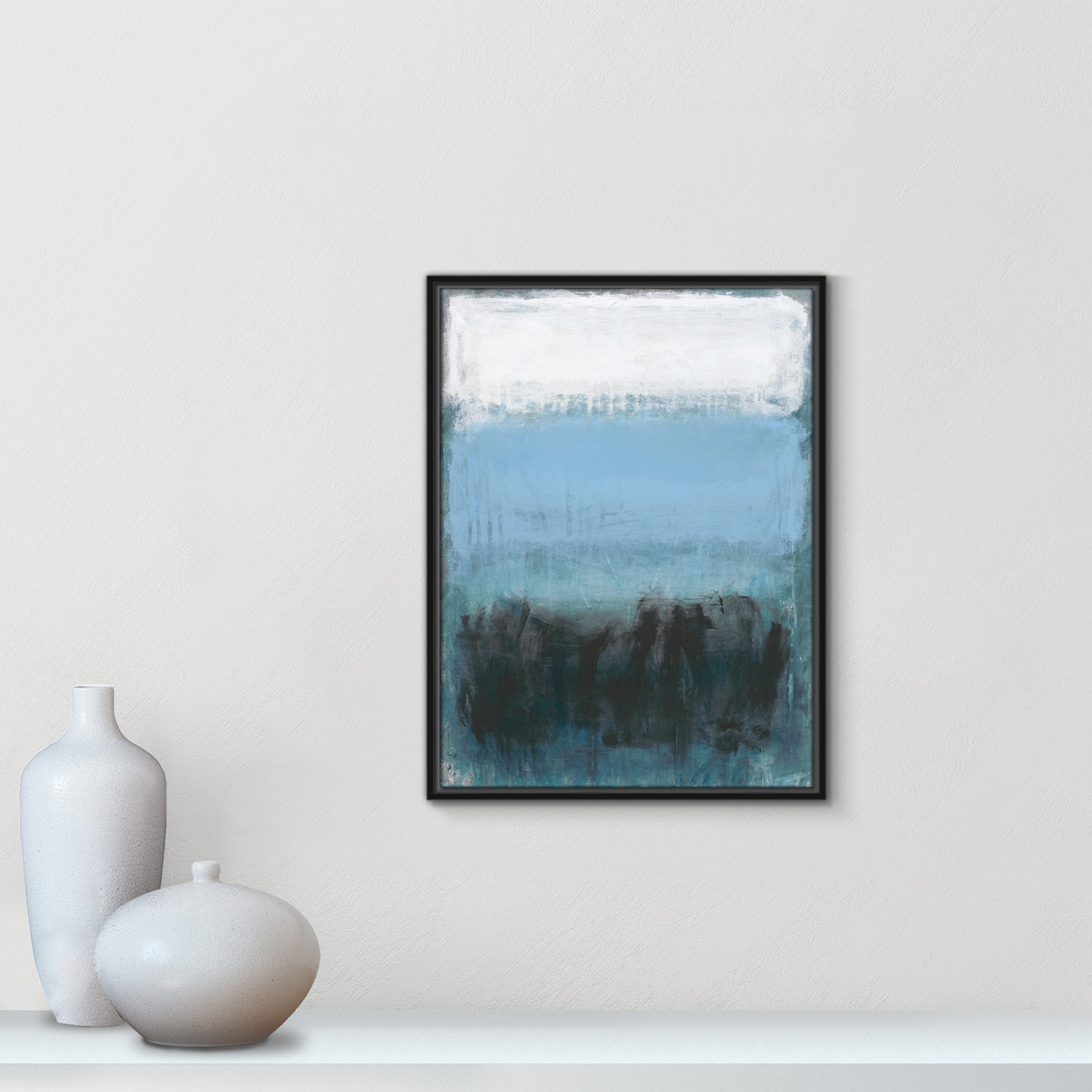 Arboles "Coastal Nightfall" Painting by Filippo Ioco, 25.5" H x 19.5" W x 2" D, Black Framed Canvas, No Mat