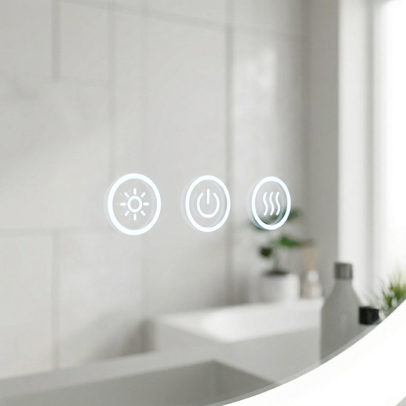 Miroir de salle de bain DEL à écran tactile - 3 lumières à intensité variable, antibuée, imperméable, loupe 3X