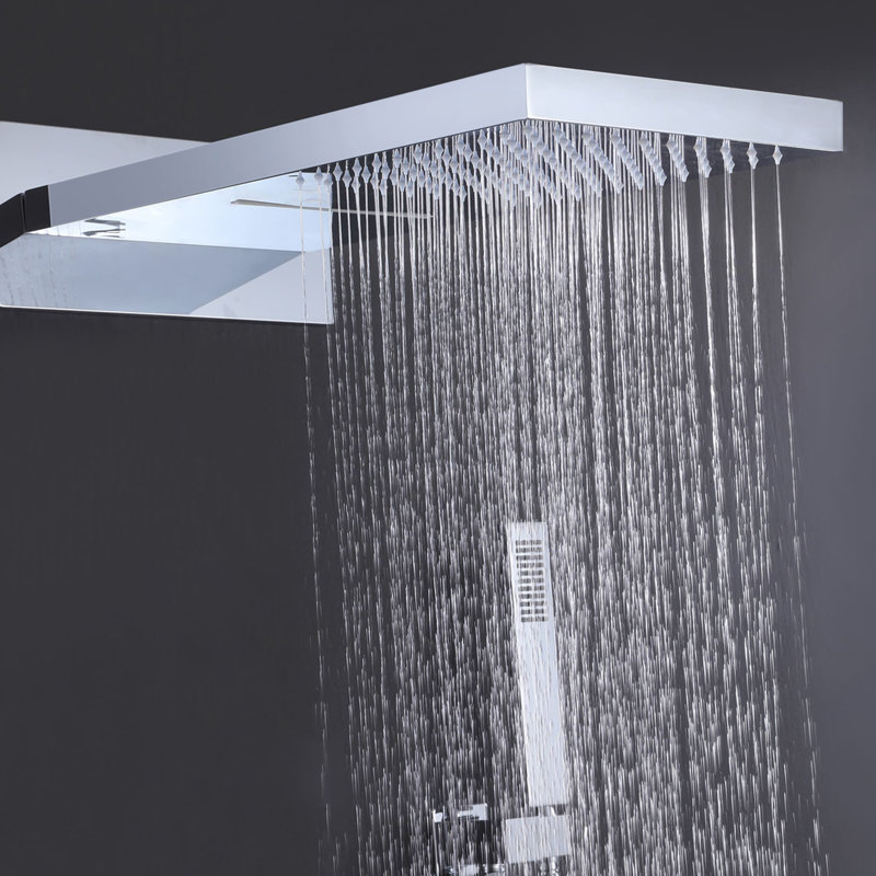 Système de douche thermostatique avec valve brute, Chrome