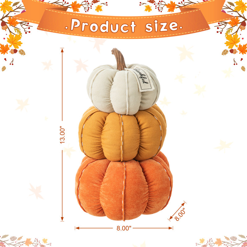 13"H Fall Stacked Fabric Pumpkin