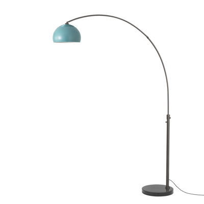 Half Dome 92" Arc Lamp - Black Nickel, Black Marble Base, Steel Half-Dome, Dimmable, Bulb Included
