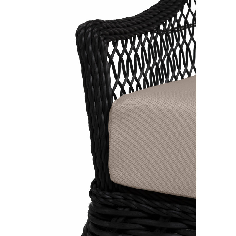 Soho Swivel Glider Chair with Cushions, Dove Sunbrella® Linen, Black, No Welt