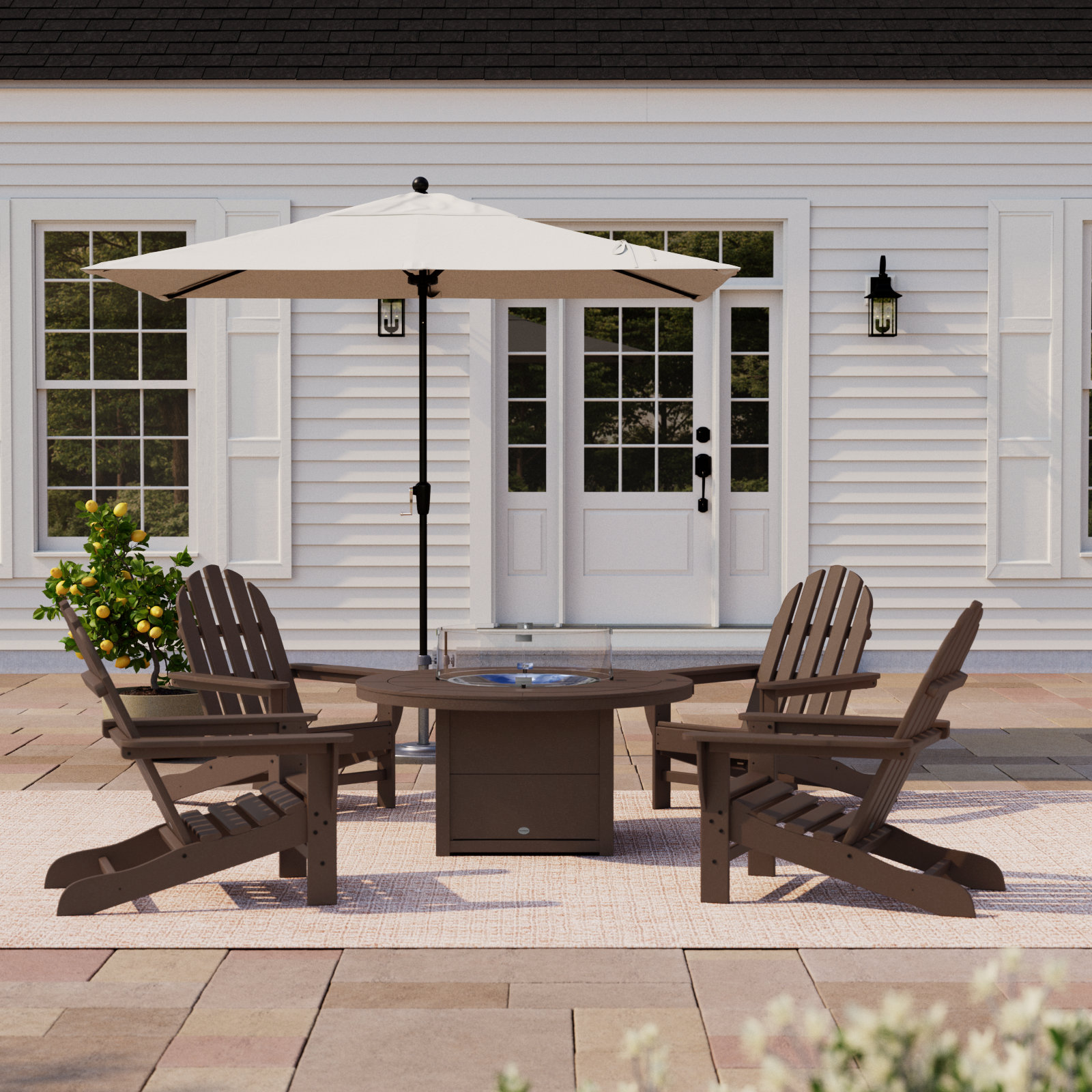 POLYWOOD® Classic Adirondack 4-Person Patio Seating Group, Mahogany