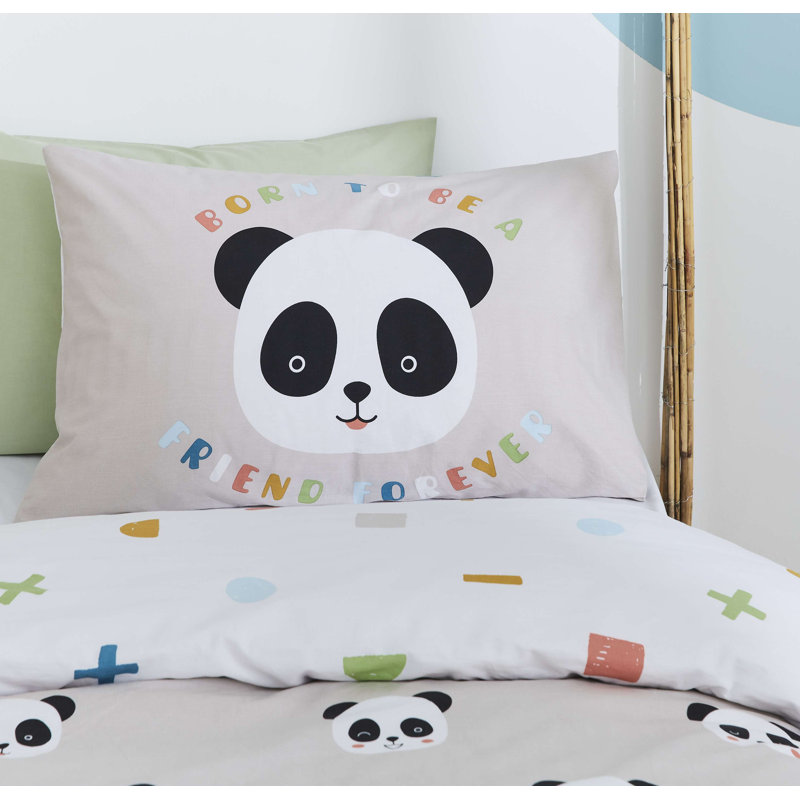 Born To Be A Pandas Friend Cotton Duvet Cover Set with Pillowcases, Double Duvet Cover + 2 Standard Pillowcases