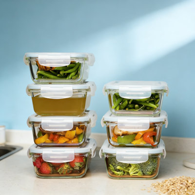 16-Piece Glass Meal Prep Containers Set With Airtight Lids, 30 Oz BPA-Free Food Storage Containers, Leakproof, Freezer, Oven & Dishwasher Safe