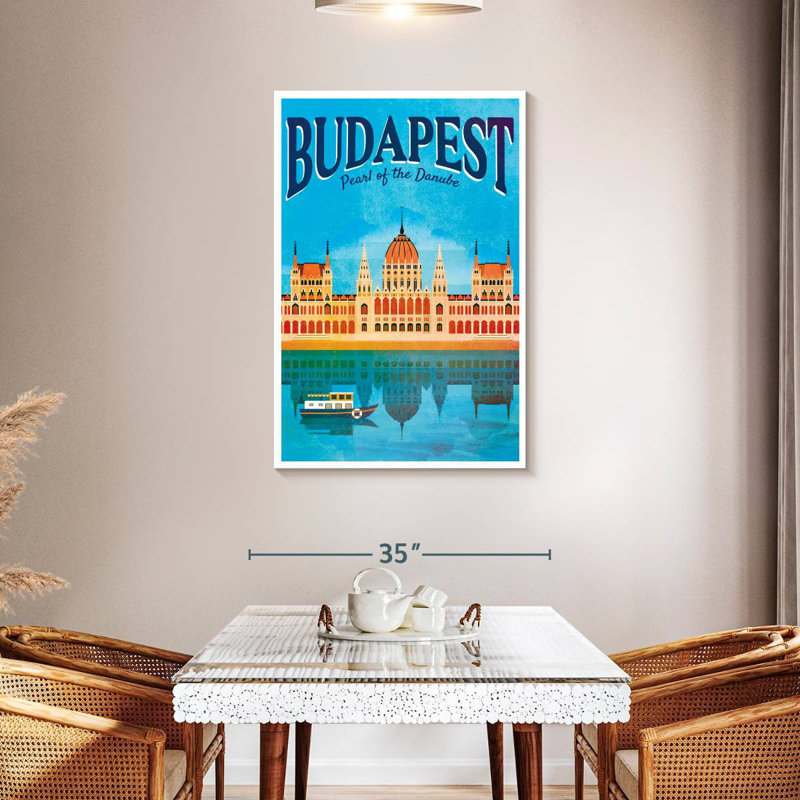 Affiche rétro de Budapest, H 45 po x l 30 po