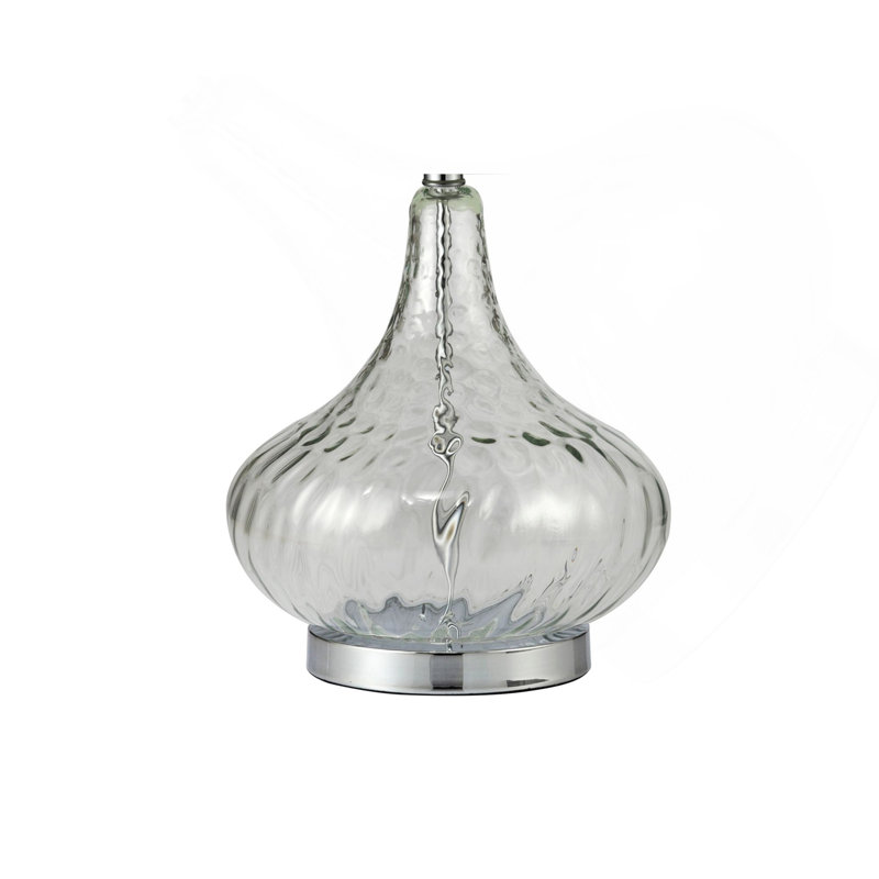 Lampe de table 24,5 "en verre" Leann ", verre transparent et chrome argenté