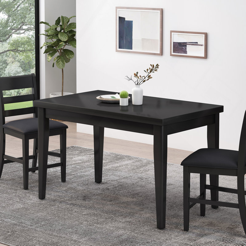 Table de salle à manger à hauteur de comptoir en bois, noir antique, Noir mat