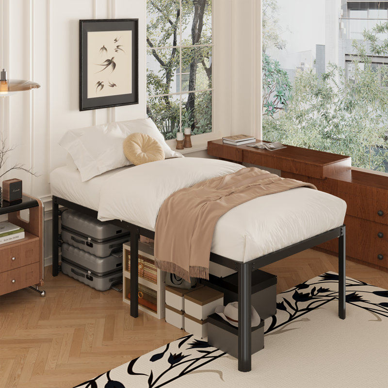 22 Inch Bed Frame with Rounded Corner Legs, Twin