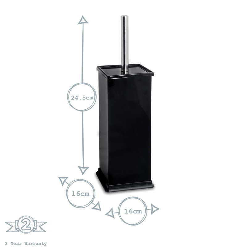 Harbour Housewares Square Toilet Brush and Holder, Black