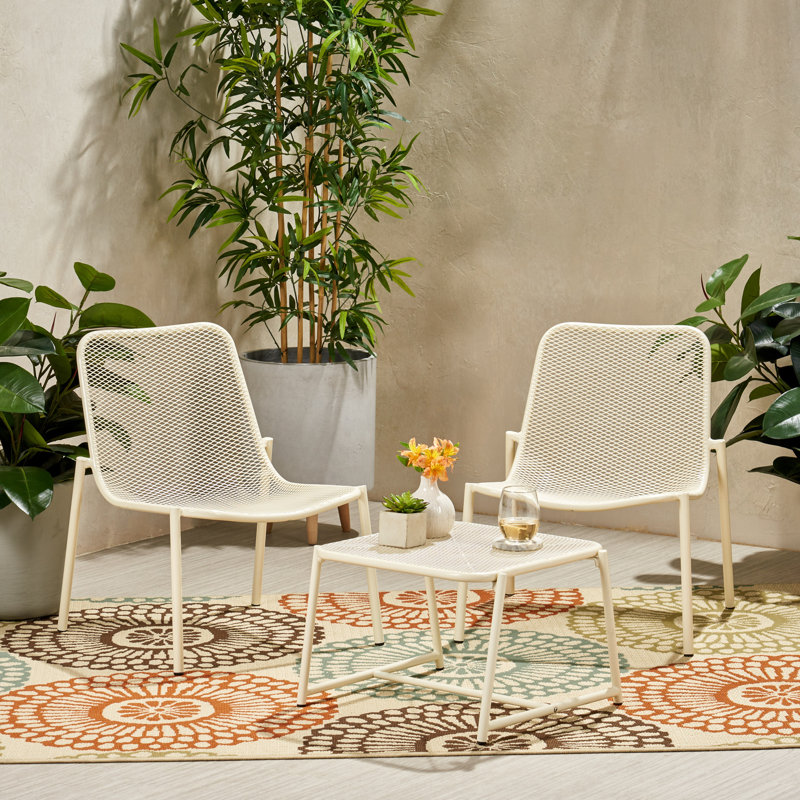 Akers Wood 2 - Person Patio Conversation Set, Matte White