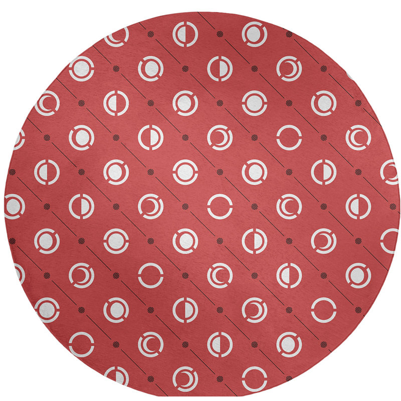 Chenille Geometric Indoor Rug, Round 5'