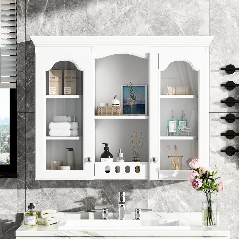 Bathroom Wall Mounted Dish, White, Adjustable Shelving For Accessories , Shelf System