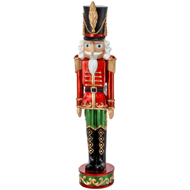37-Inch Red and Green Resin Christmas Nutcracker Statue