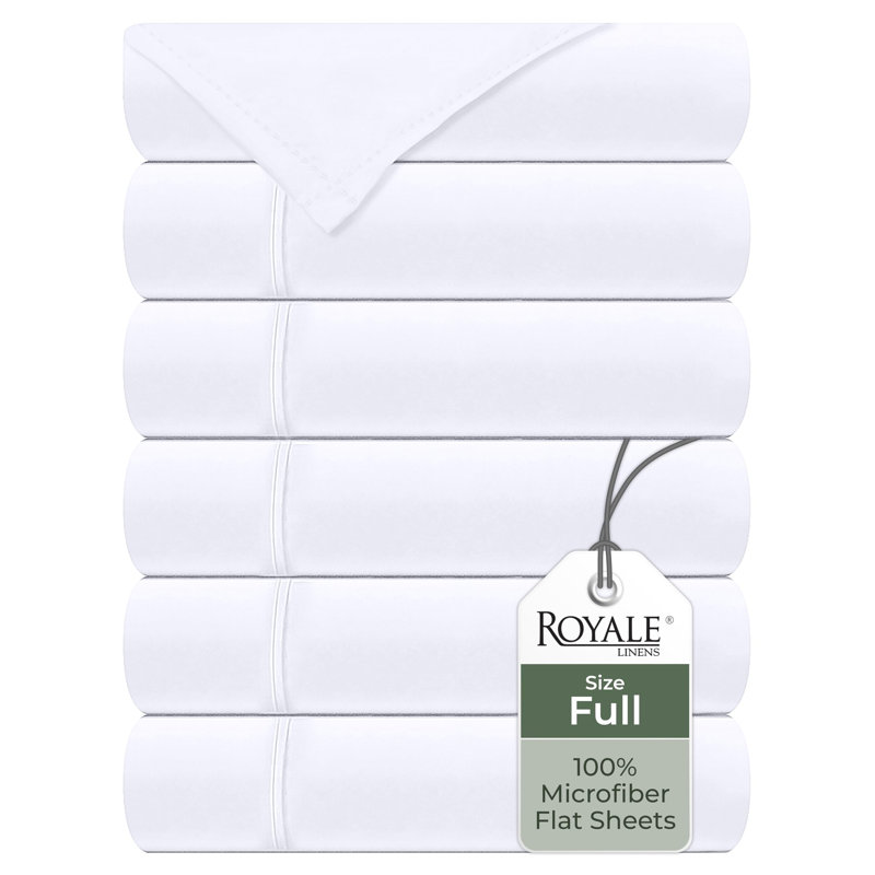 Royale Linens 6 Pack Bulk Set | Top Sheets | Soft Microfiber | Wrinkle & Stain Resistant | for Hotel MasTable Hospital Dorm | Sold Separately