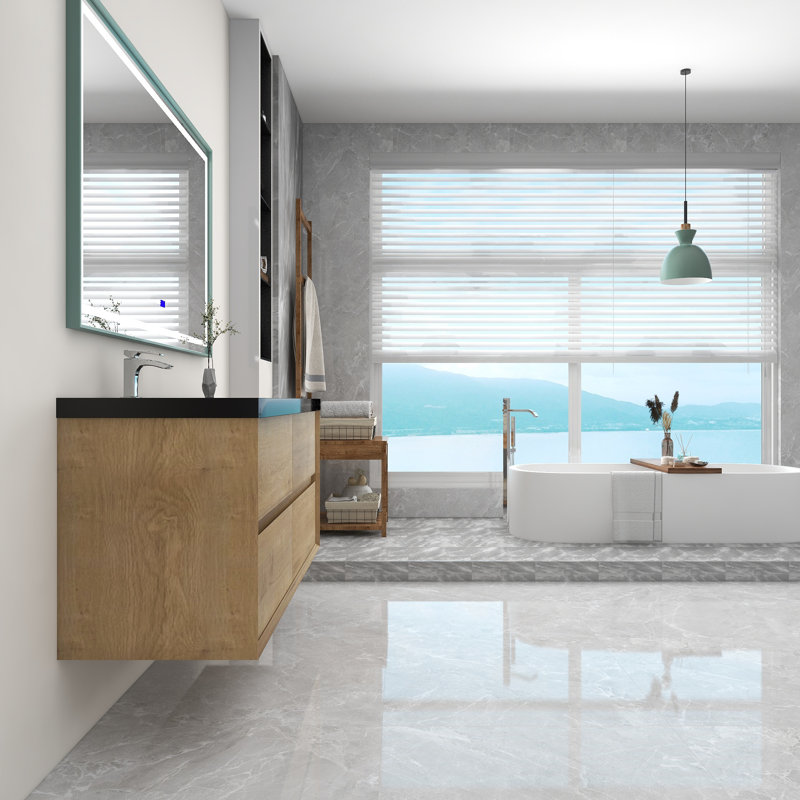 Ensemble de meuble-lavabo mural simple 60 po Gorden Kody, Chêne blanc