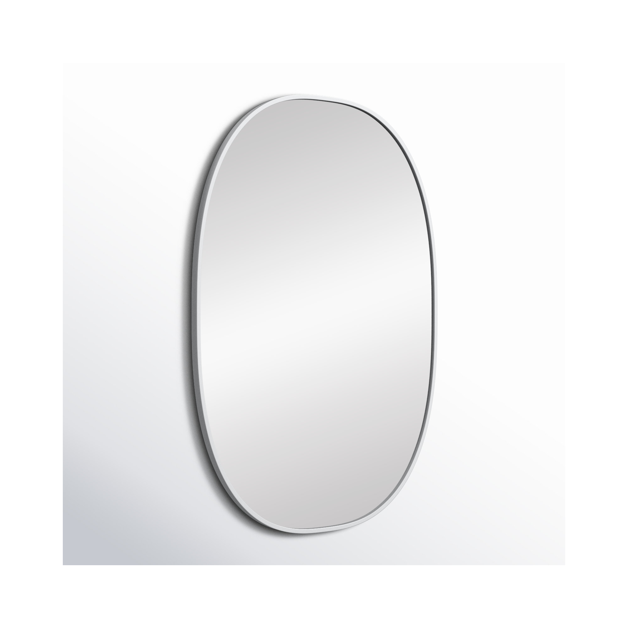 Sabine Metal Curved Oval Wall Mirror, 40" x 27", Silver